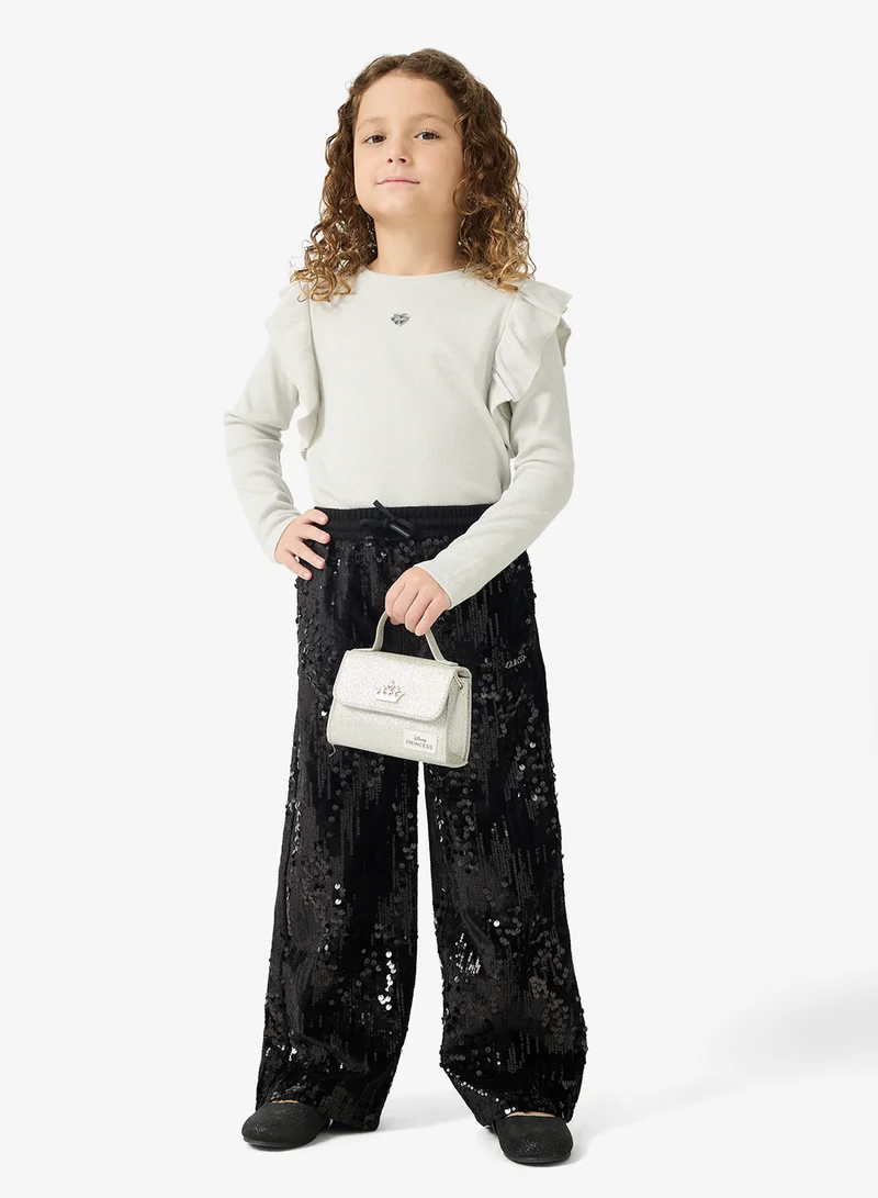 جس بنطال واسع الأرجل للأطفال مزين بترتر